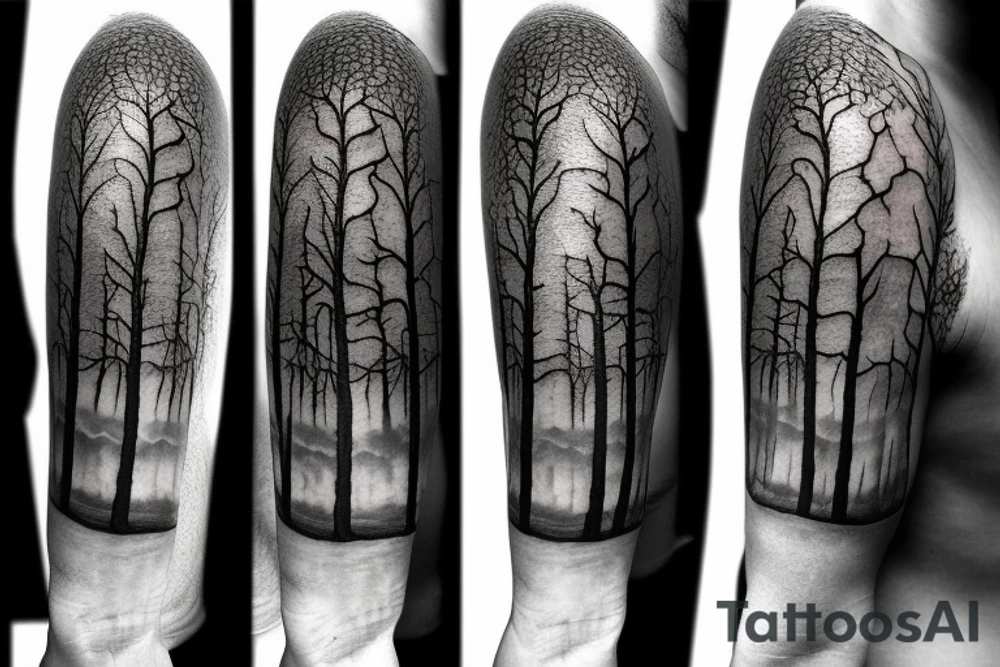 Tree with clouds tattoo idea