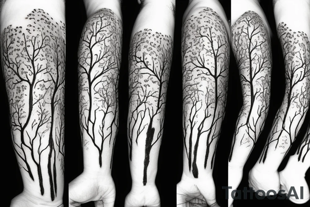 Tree with clouds tattoo idea