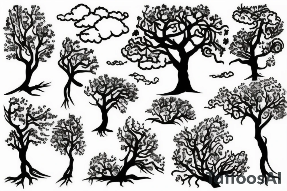 Tree with clouds tattoo idea