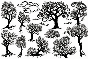 Tree with clouds tattoo idea