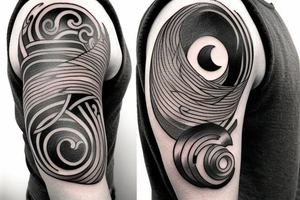 Yin yang style balance tattoo. One side of the yin yang should be mountains. The other side should be either books, knowledge, or brain. tattoo idea