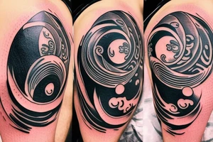 Yin yang style balance tattoo. One side of the yin yang should be mountains. The other side should be either books, knowledge, or brain. On the wrist only. tattoo idea
