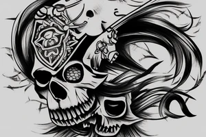 Half Samurai helmet Half Skull tattoo idea