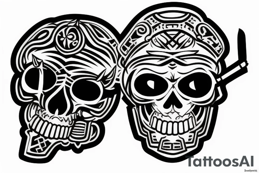 Half Samurai helmet Half Skull tattoo idea
