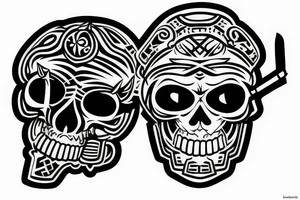 Half Samurai helmet Half Skull tattoo idea