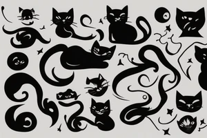 Black cat sleep on back tattoo idea
