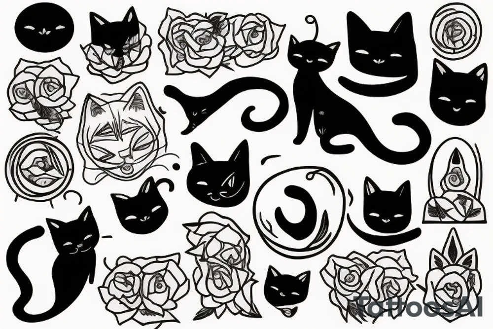 Black cat sleep tattoo idea