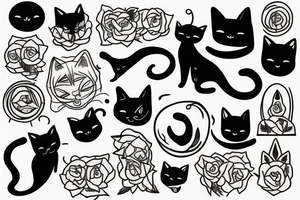 Black cat sleep tattoo idea
