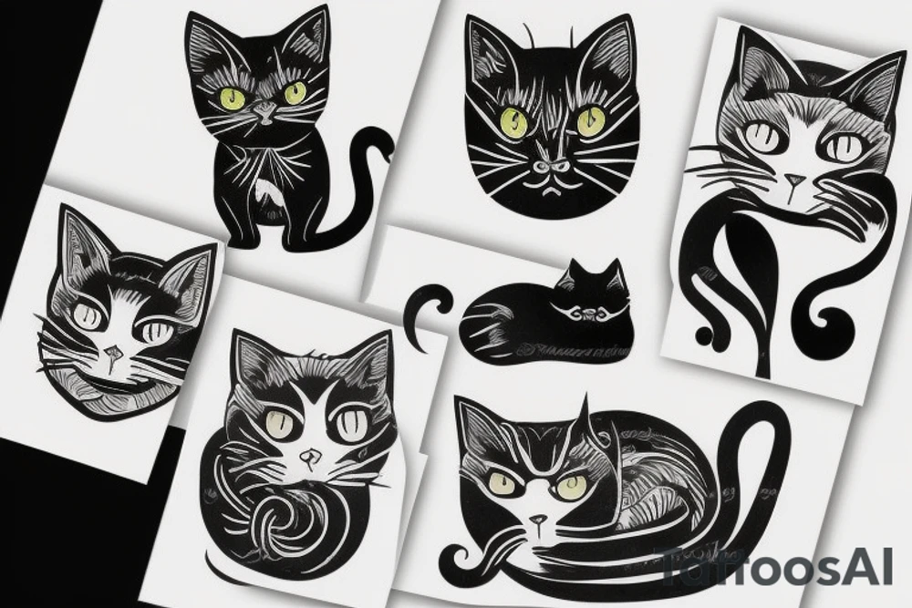 Black cat sleep tattoo idea
