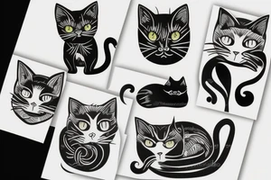 Black cat sleep tattoo idea