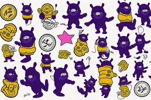 Tinky winky telletubies with money bags tattoo idea