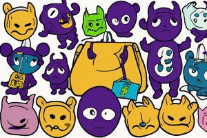 Tinky winky telletubies with money bags tattoo idea