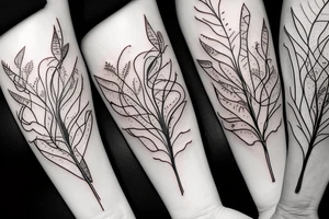 tricolor violets with
spikes, branch, 
leaves tattoo idea