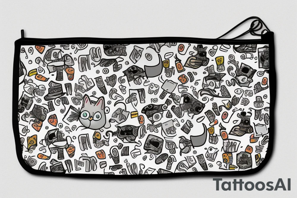 money bag with a cat ion the hell tattoo idea
