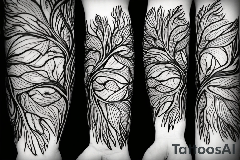 irises with
spikes and branches tattoo idea