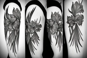 irises with
spikes and branches tattoo idea