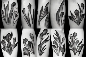 irises with
spikes and branches tattoo idea