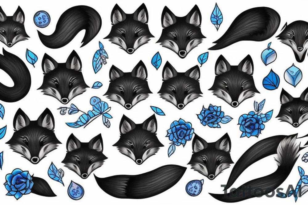 Black Fox with blue eyes tattoo idea