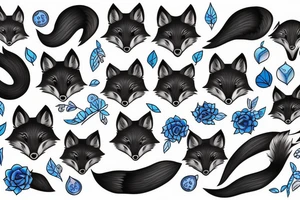 Black Fox with blue eyes tattoo idea