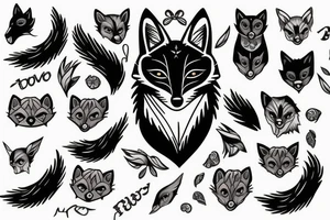 Black Fox with blue eyes tattoo idea