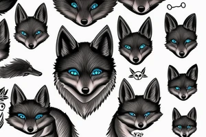 Blue Eyed black fox tattoo idea