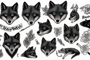 Blue Eyed black fox tattoo idea