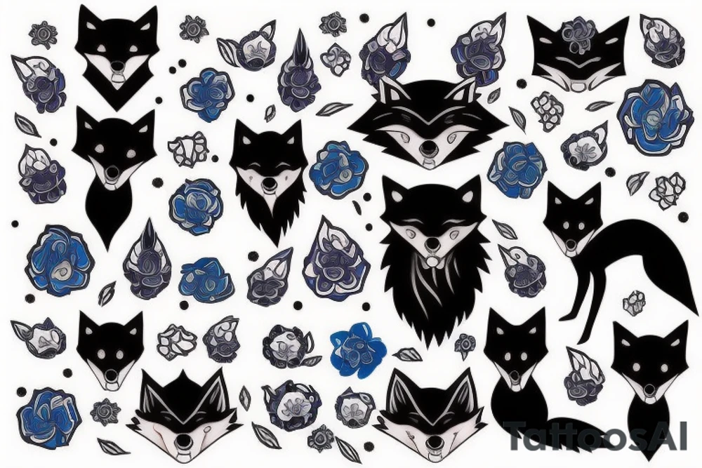 Blue Eyed black fox tattoo idea