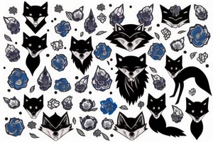 Blue Eyed black fox tattoo idea