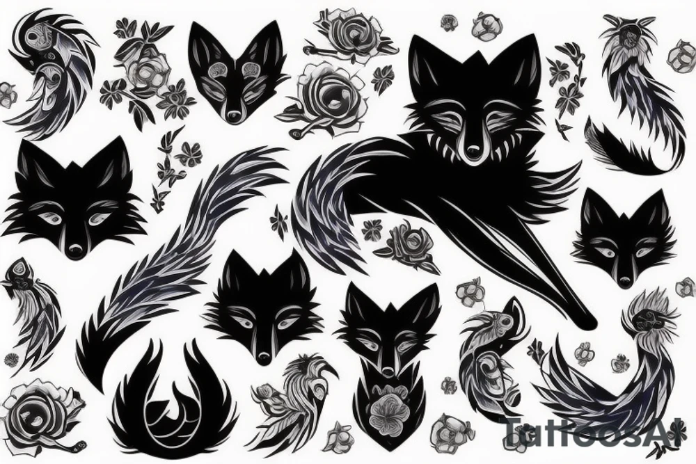 Blue Eyed black fox tattoo idea