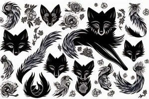 Blue Eyed black fox tattoo idea