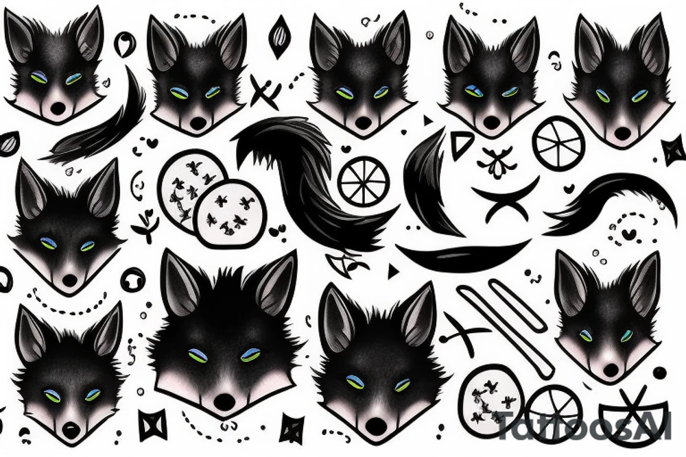 Blue Eyed black fox tattoo idea