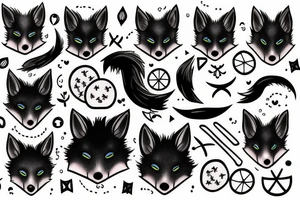 Blue Eyed black fox tattoo idea