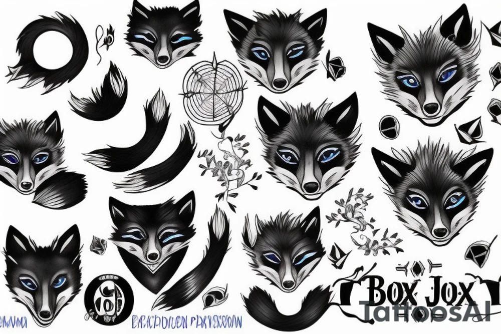 Blue Eyed black fox tattoo idea