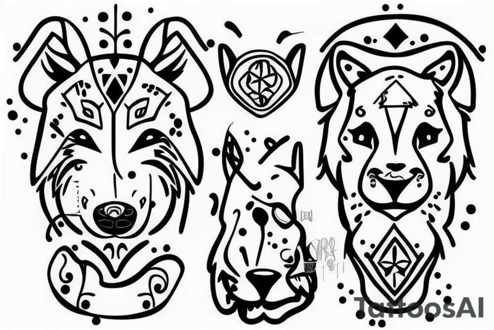Orso astratto disegnato con linee tech tattoo idea