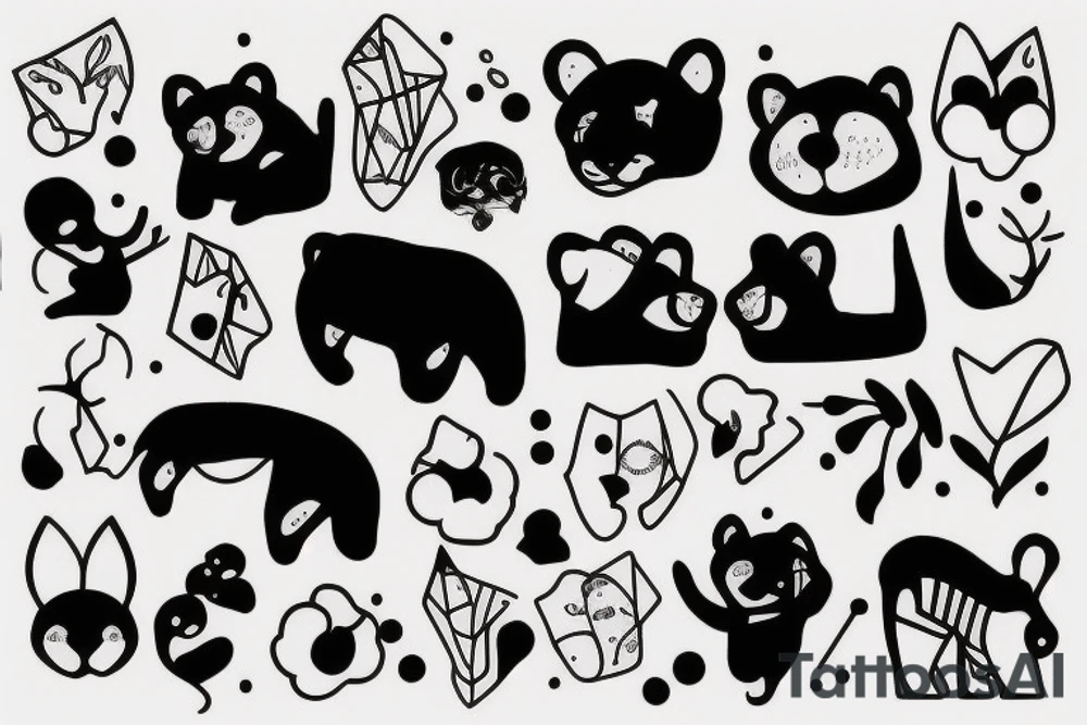 Orso astratto disegnato con linee tech tattoo idea