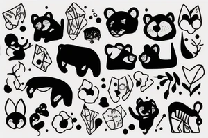 Orso astratto disegnato con linee tech tattoo idea