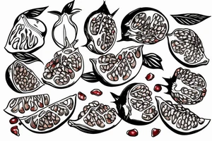 sliced pomegranate fine line tattoo idea