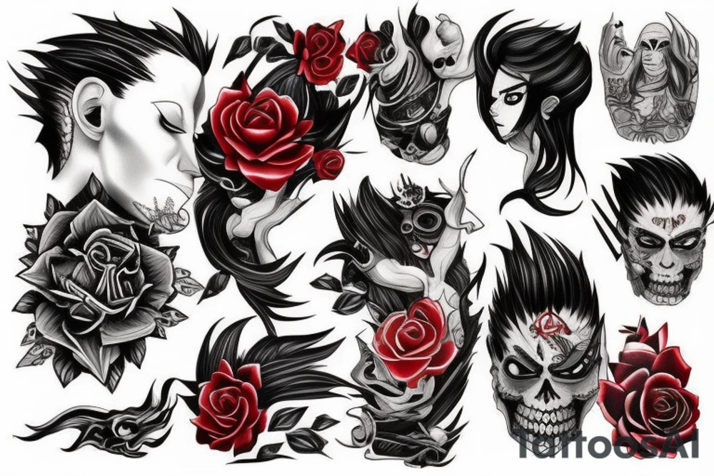 Arm tattoo,  black and red tones, Madara tattoo idea