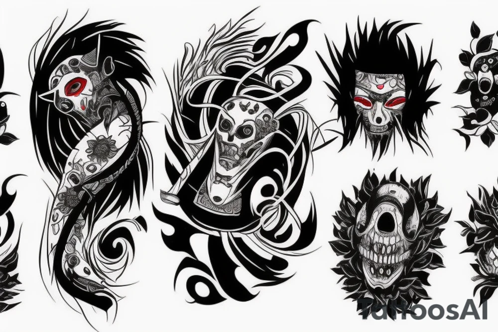 Arm tattoo,  black and red tones, Madara tattoo idea