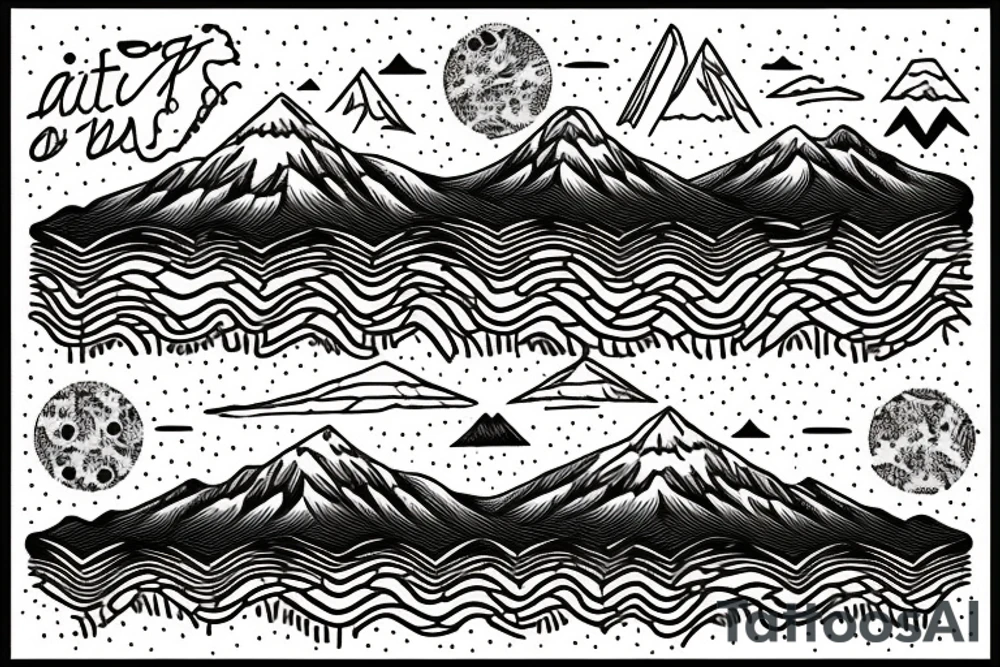 A landscape that has a saguaro and also Pacific Northwest mountains tattoo idea