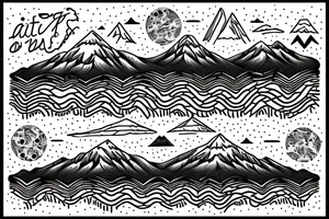 A landscape that has a saguaro and also Pacific Northwest mountains tattoo idea