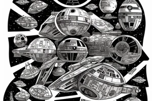 sapce ship viewed from above, in the star wars universe tattoo idea
