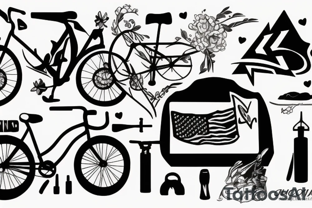 A scene depicting Arizona, Washington state, love of cycling tattoo idea