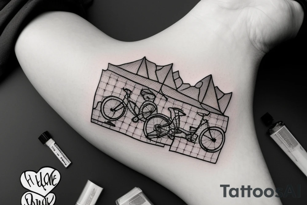 A scene depicting Arizona, Washington state, love of cycling tattoo idea