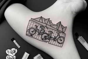 A scene depicting Arizona, Washington state, love of cycling tattoo idea