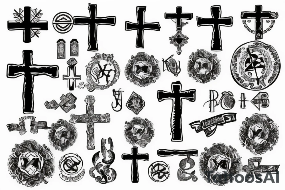 cross with roman symbols tattoo idea