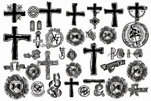 cross with roman symbols tattoo idea