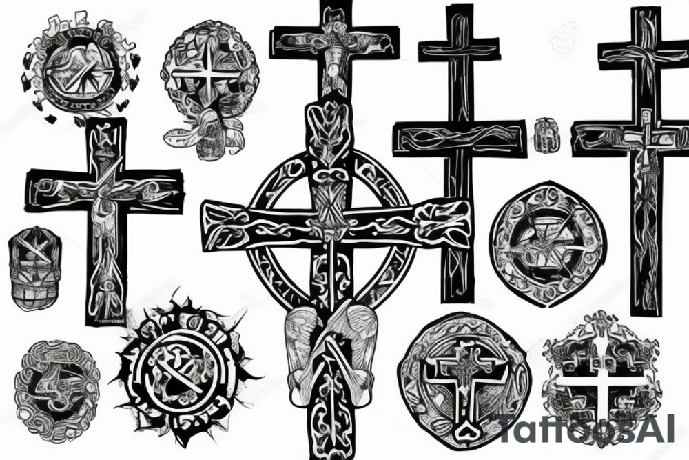 cross with roman symbols tattoo idea