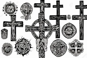 cross with roman symbols tattoo idea