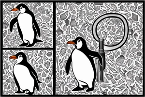 gentoo penguin holding a maté gourd, and drinking from it through a straw tattoo idea